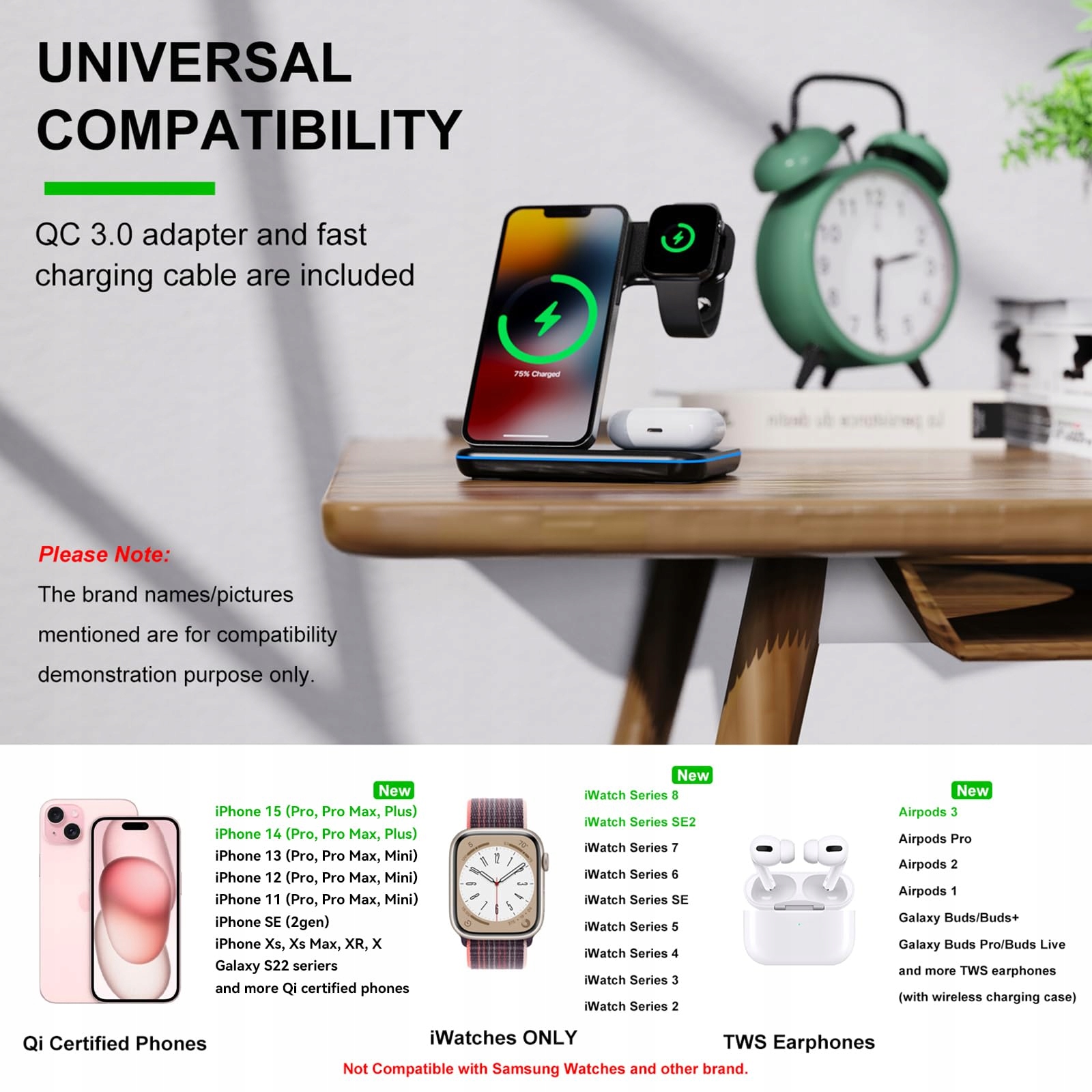 MINTHOUZ Ładowarka Bezprzewodowa z Adapterem 18W dla Apple 3w1 — miniatura 2
