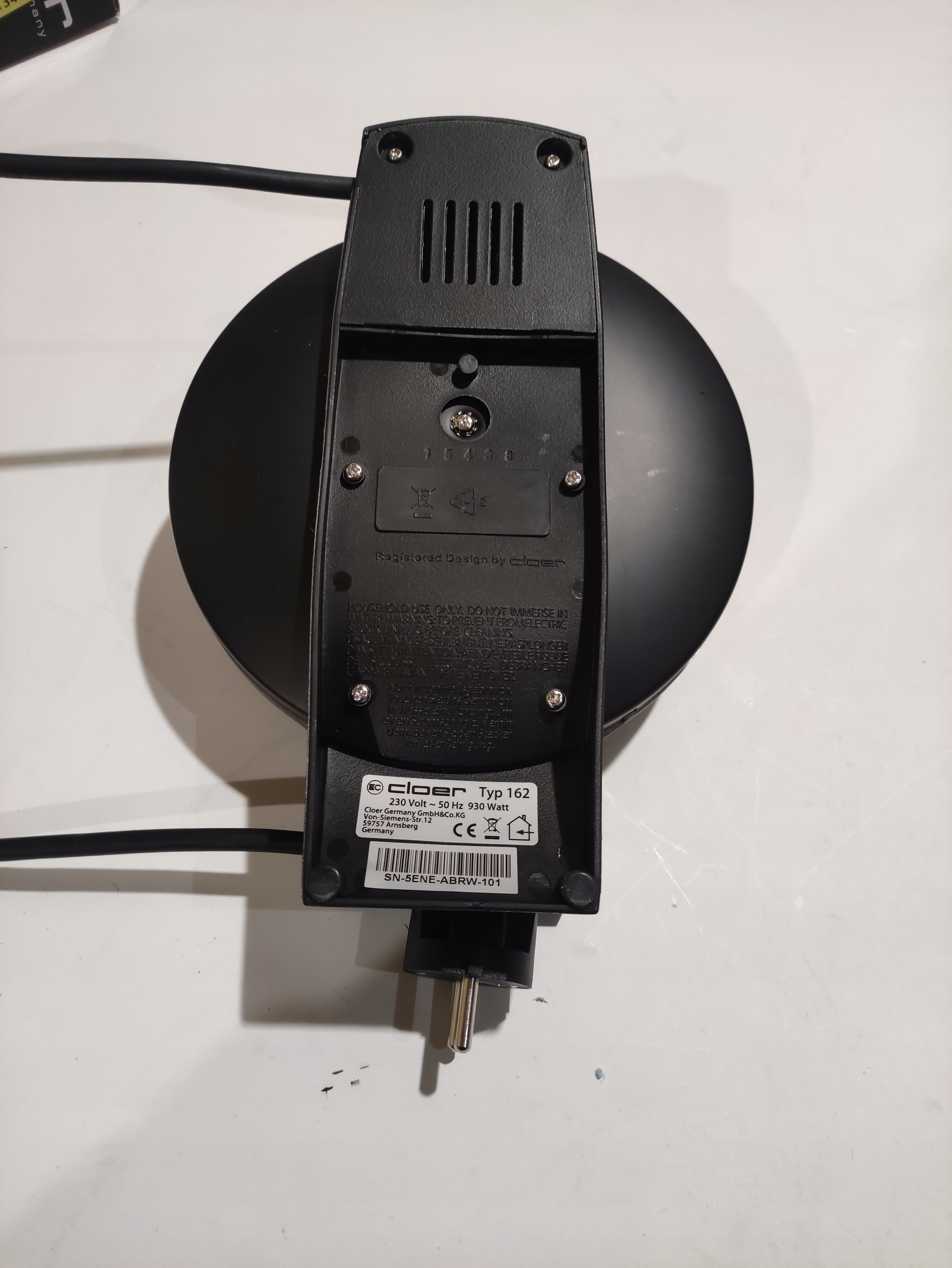 Gofrownica Cloer 1621 930 W czarny Kod producenta 1621