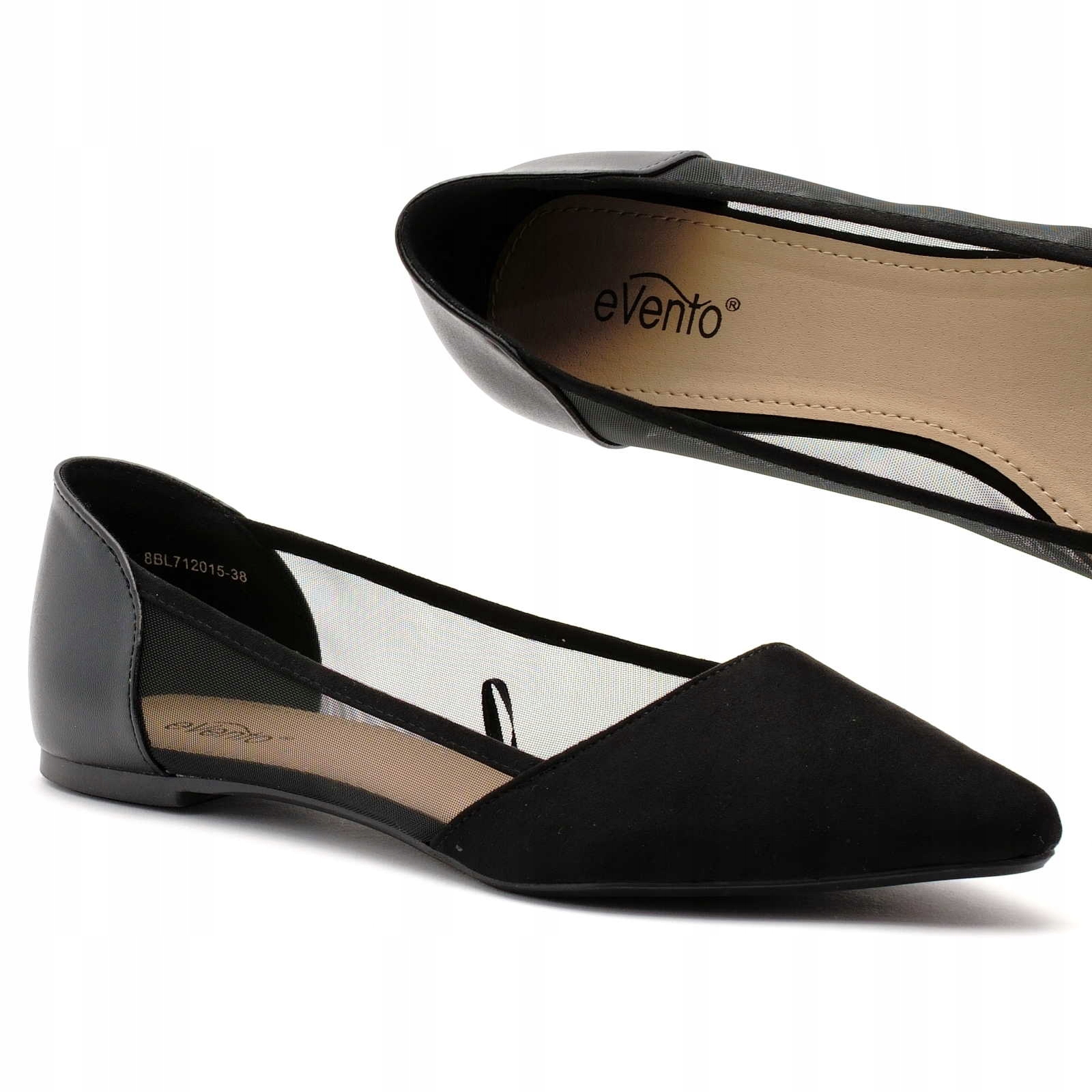 BALERINY CZARNE BUTY DAMSKIE SZPIC EVENTO 36