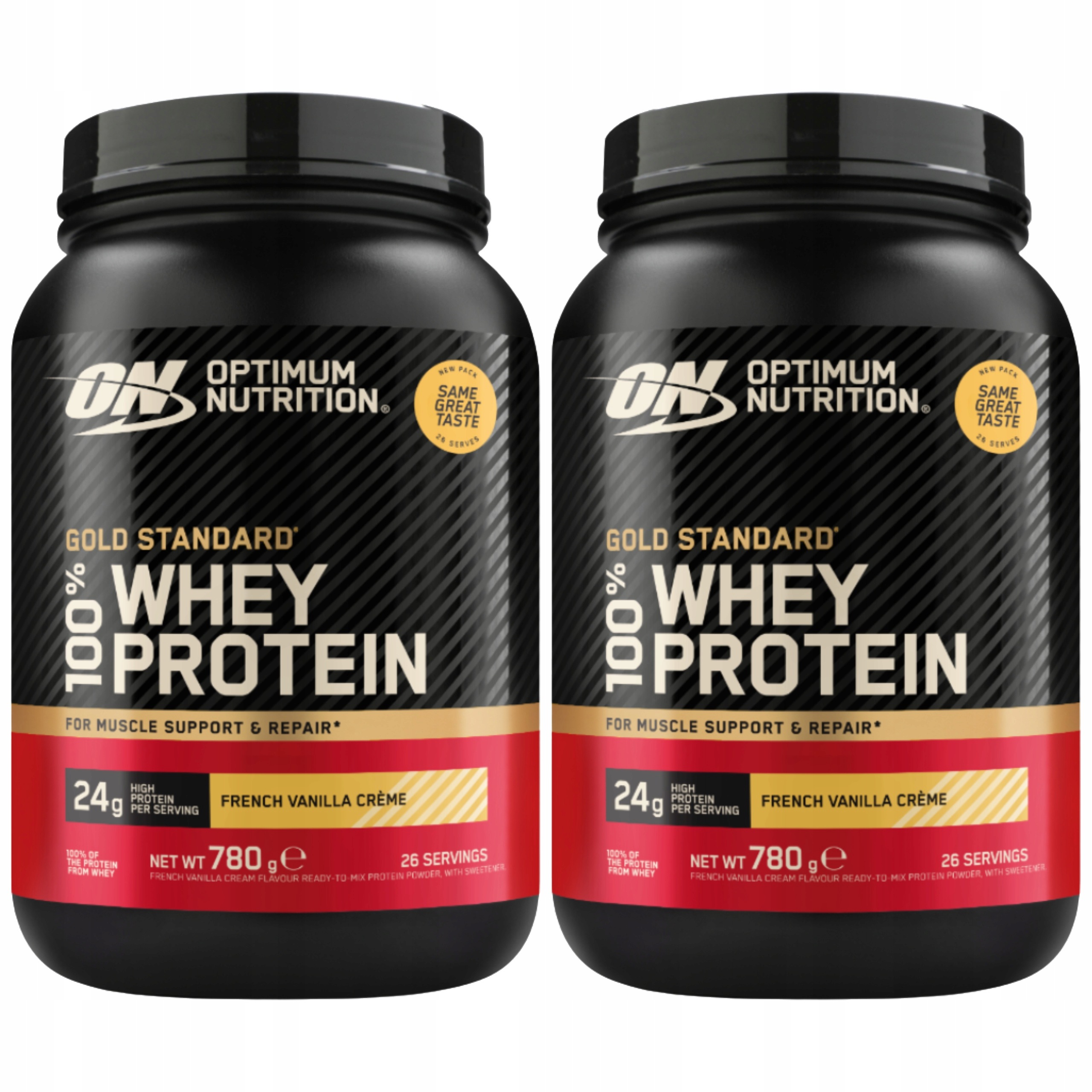 2x Optimum Nutrition Gold Standard Whey 780 g Bílkoviny Vanilka Wpc Wpi 26p