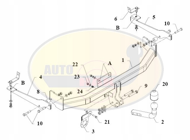 Hak holowniczy odkręcany PEUGEOT 306 1993-2001 F21 Producent Auto-hak