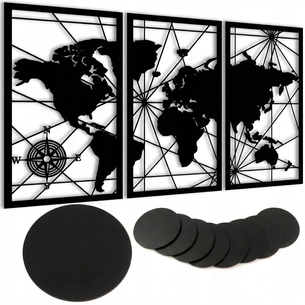 Mapa Světa na zeď Dřevěná 3D Obraz Ažurová Dekorace XL 182 x 90 cm