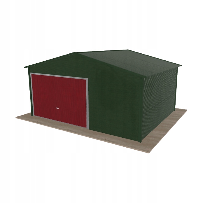 Plechová garáž 5x4 m jednopolohová, dvouspádová, zelená