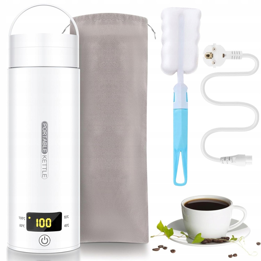 Cestovní Konvice Přenosná, Termoska, Rychlovarná Konvice 450 ML Bílá