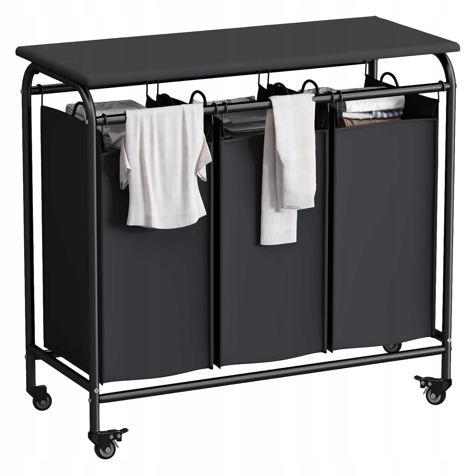 Levně Pojízdný prádelní vozík s více přihrádkami a žehlicím prostorem