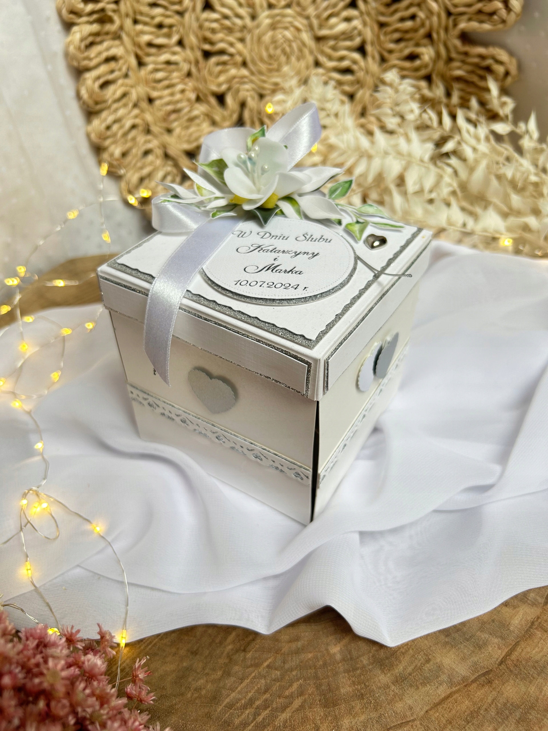 Svatební suvenýr exploding box přání dárek