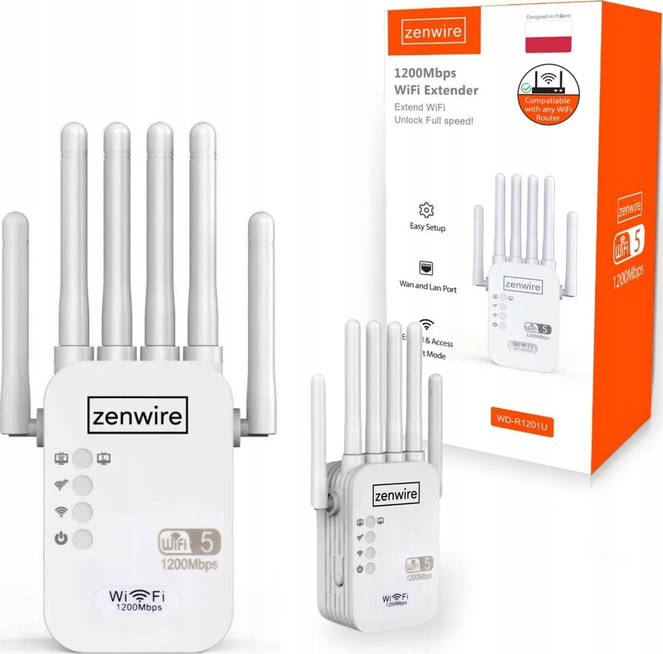Zenwire WD-r1201u WiFi ретранслятор 1200 Мбит/с 2,4-5 ГГц