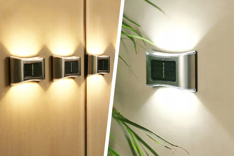 2xLAMPA SOLARNA LED ELEWACYJNA ŚCIENNA KINKIET LED Moc źródła światła 1 W