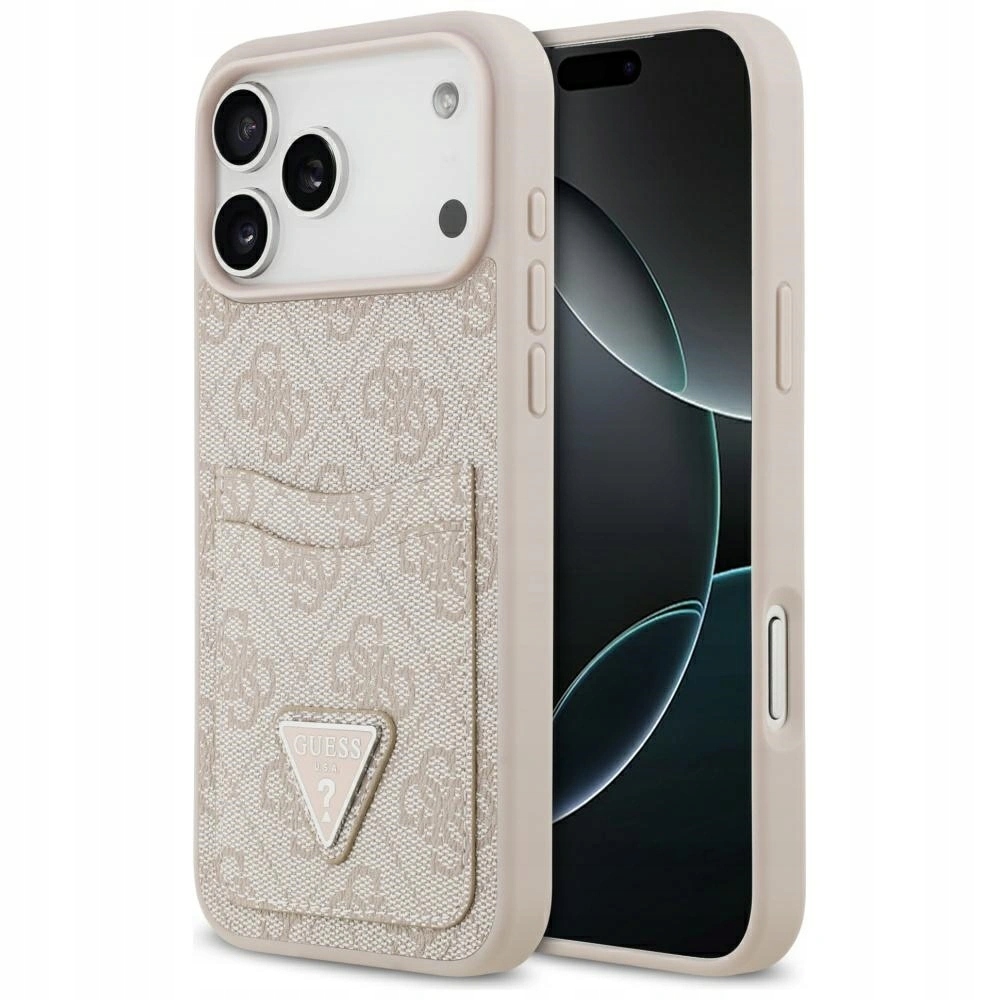 Pouzdro Guess 4G Double Card Triangle pro Apple iPhone 17 Pro Max, růžové