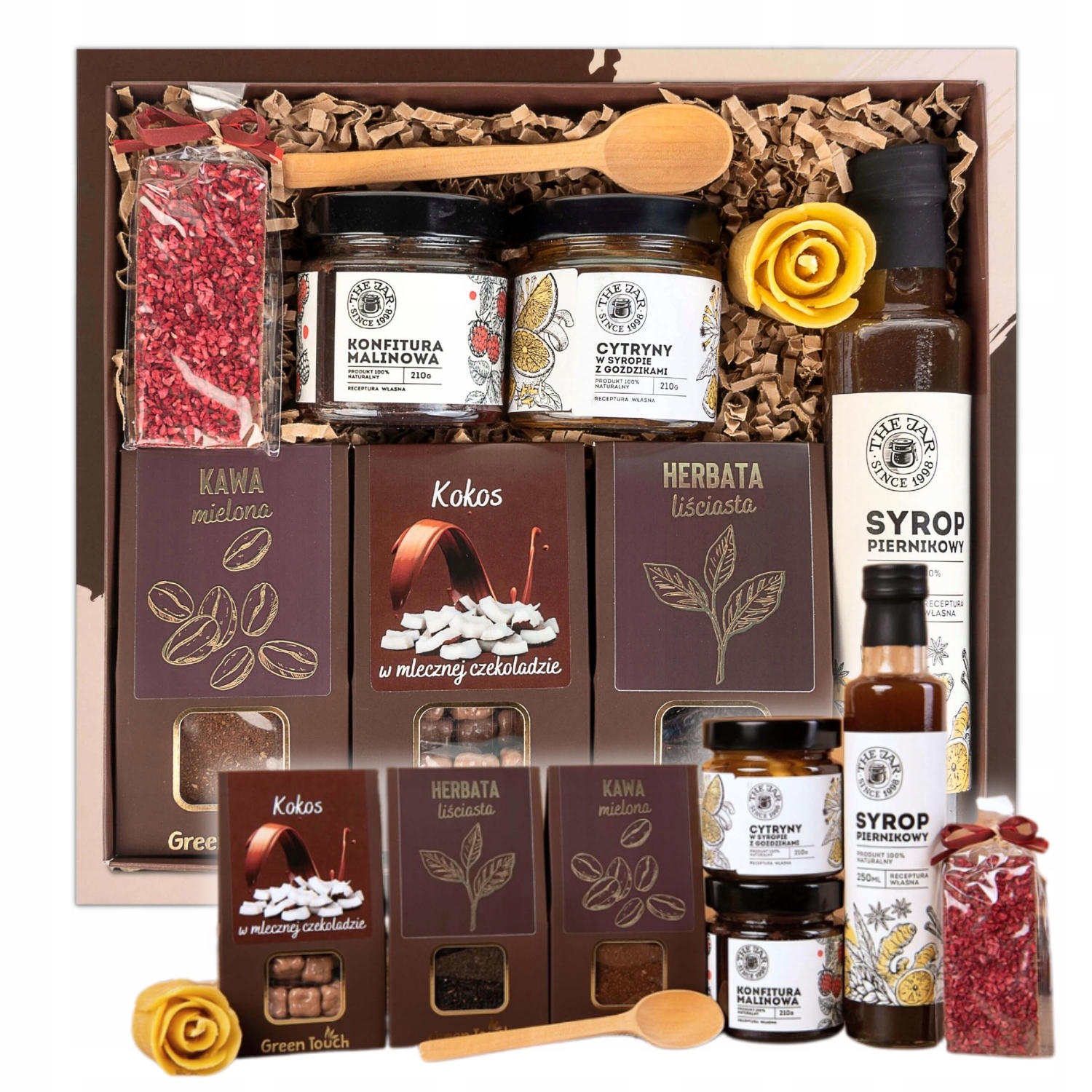 Kosz Prezentowy Zestaw Herbata Kawa Słodycze Czekolada Na Wielkanoc