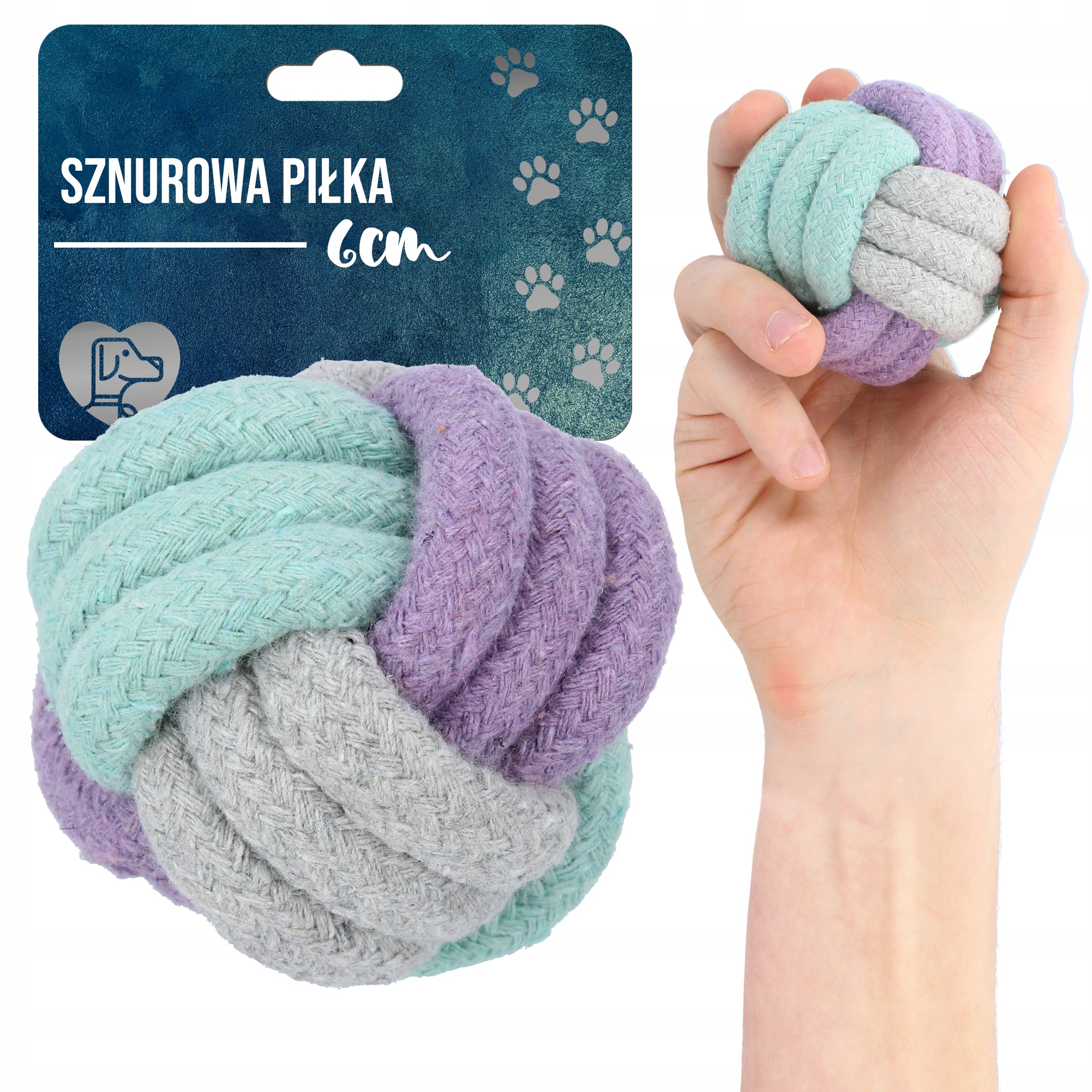 6 cm-es KUTYALABDA KÖLYÖKKUTYA JÁTÉK RÁGÓKA FOGÁPOLÓ KÖTÉL TARTÓS Mo GE ...