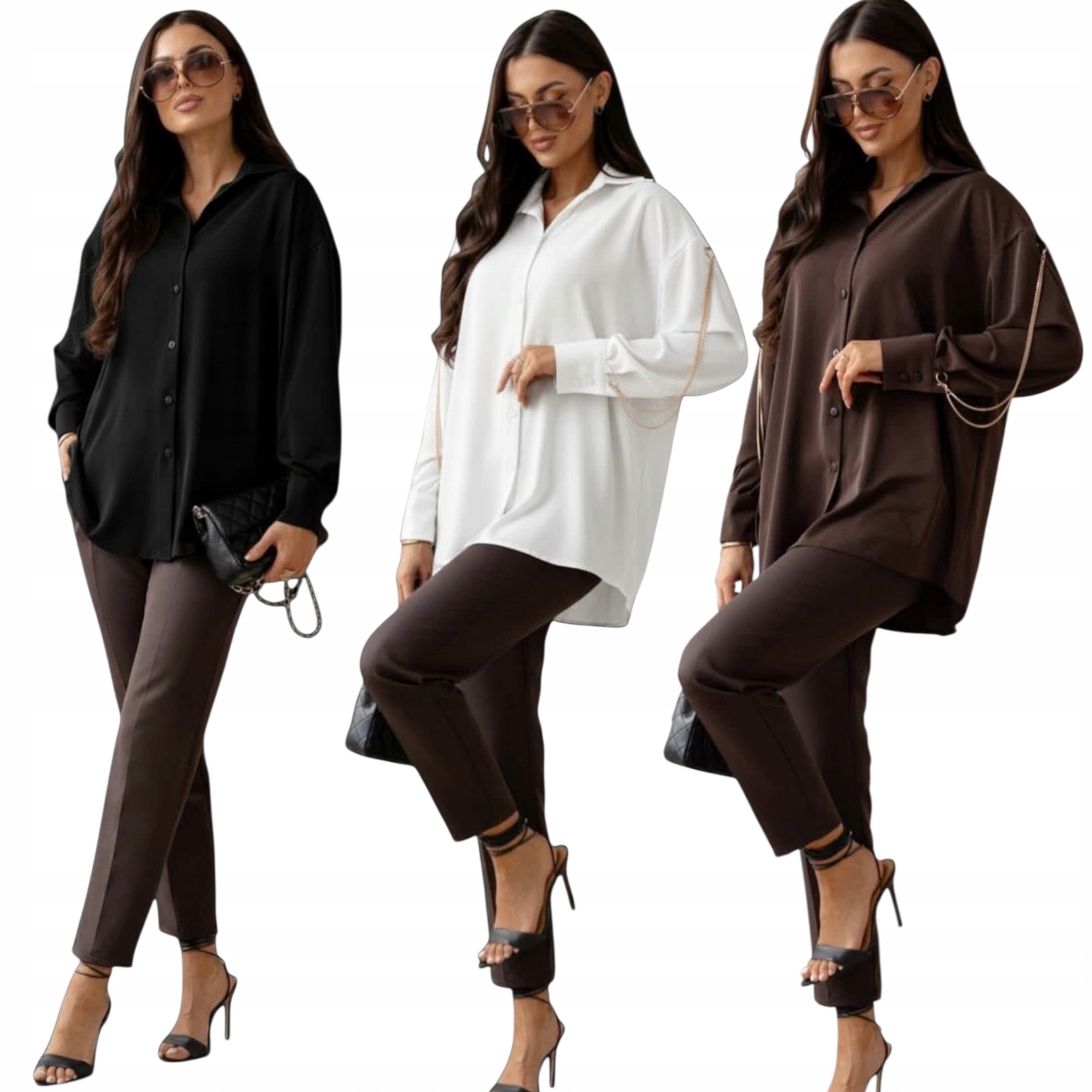 Elegantní, hladká košile, barvy na výběr, Plus Size velikost 46, 48