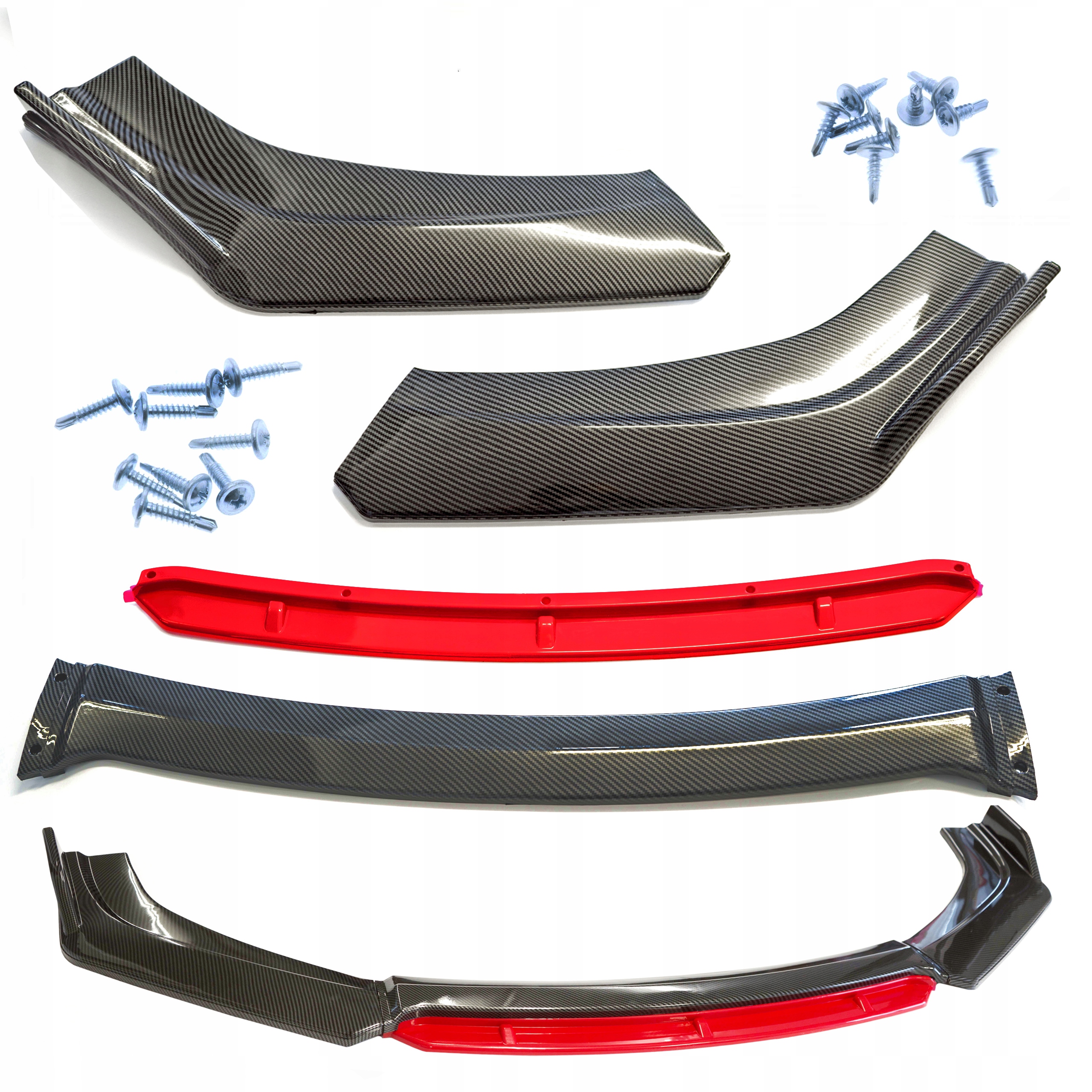 Sportovní Splitter – Univerzální Vložka Nárazníku Z Karbonu Červená Vložka