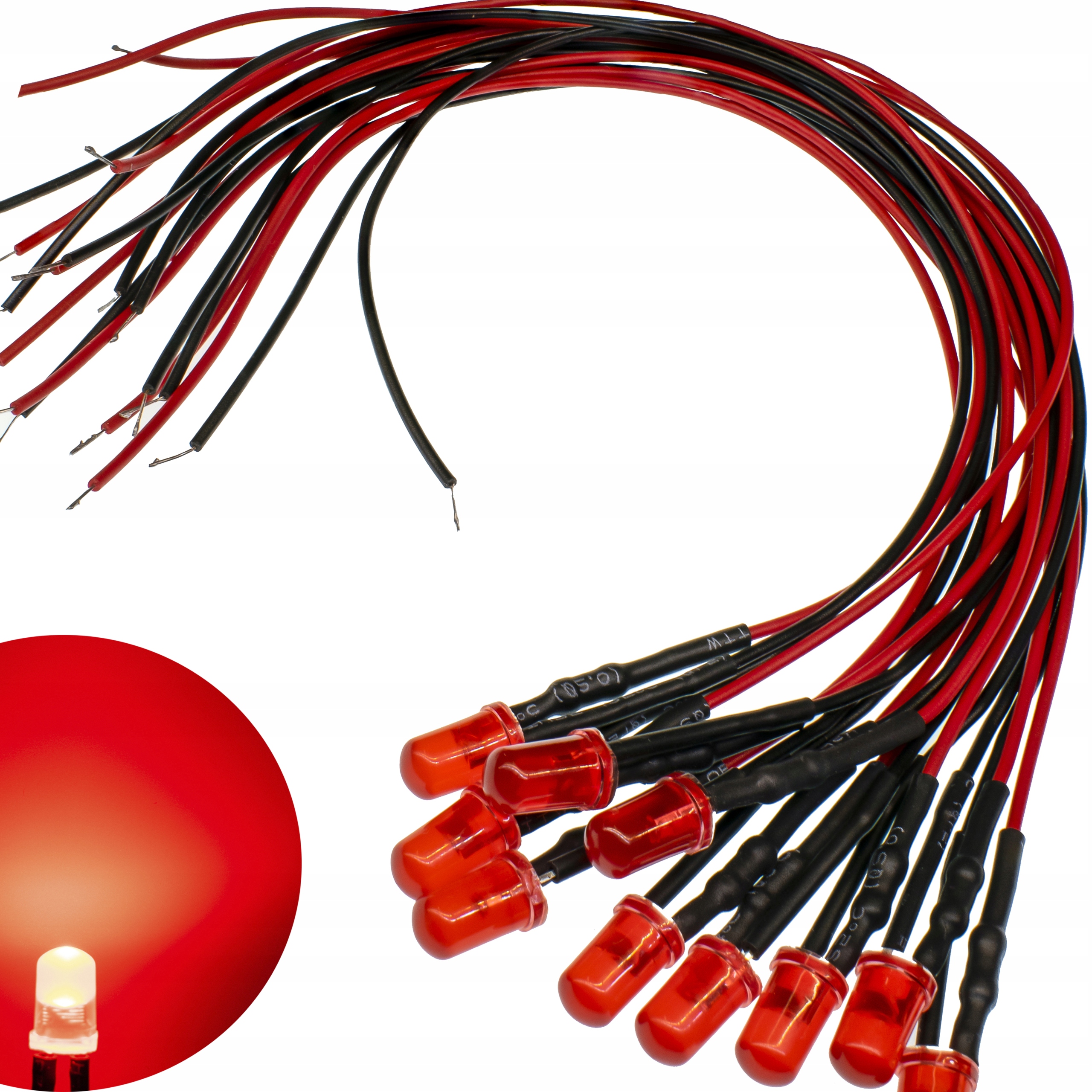 

Diody Led 12V Mat 3mm Czerwone przewód 20cm 10szt