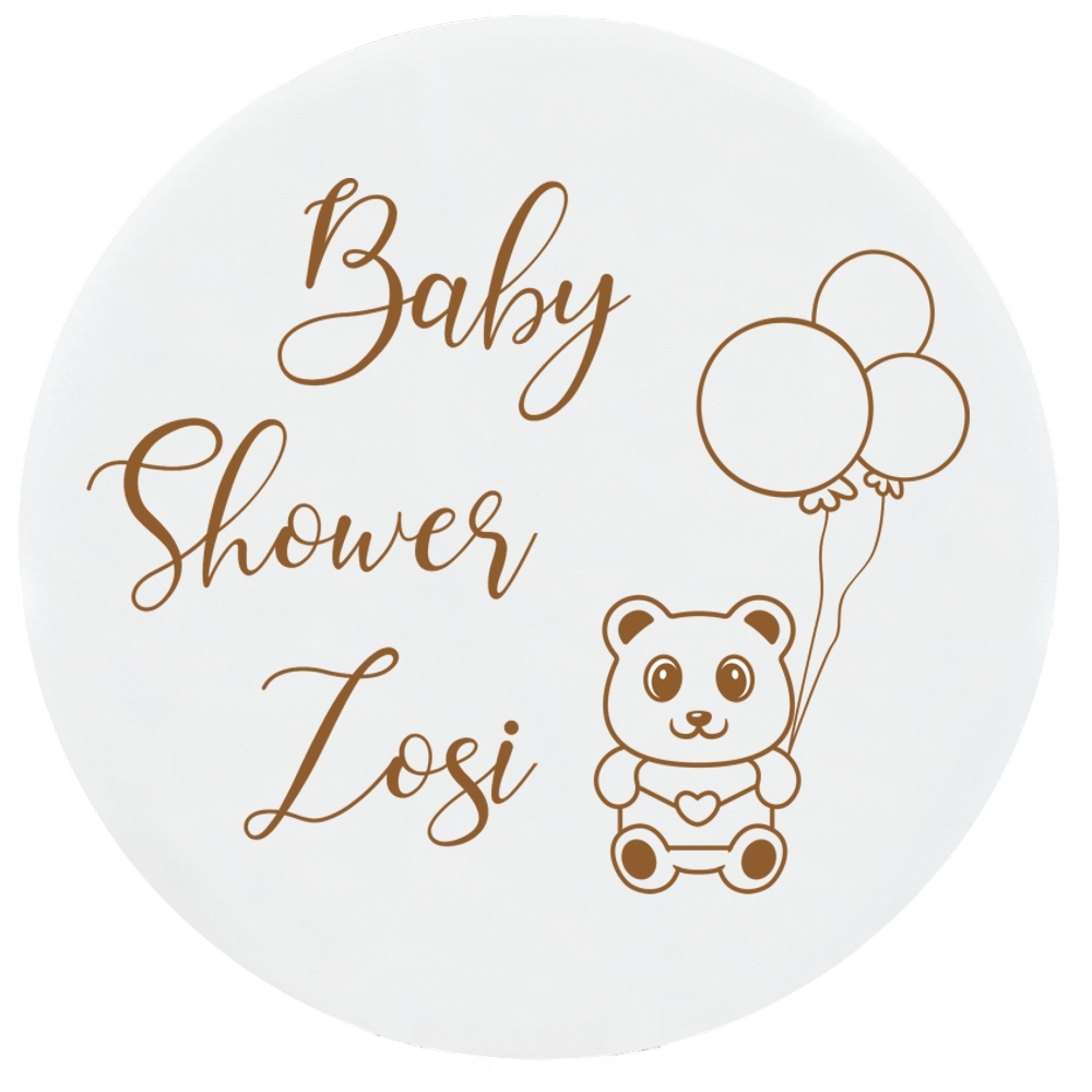 Dekorativní uvítací tabule s bílým kruhem na Baby Shower s jménem