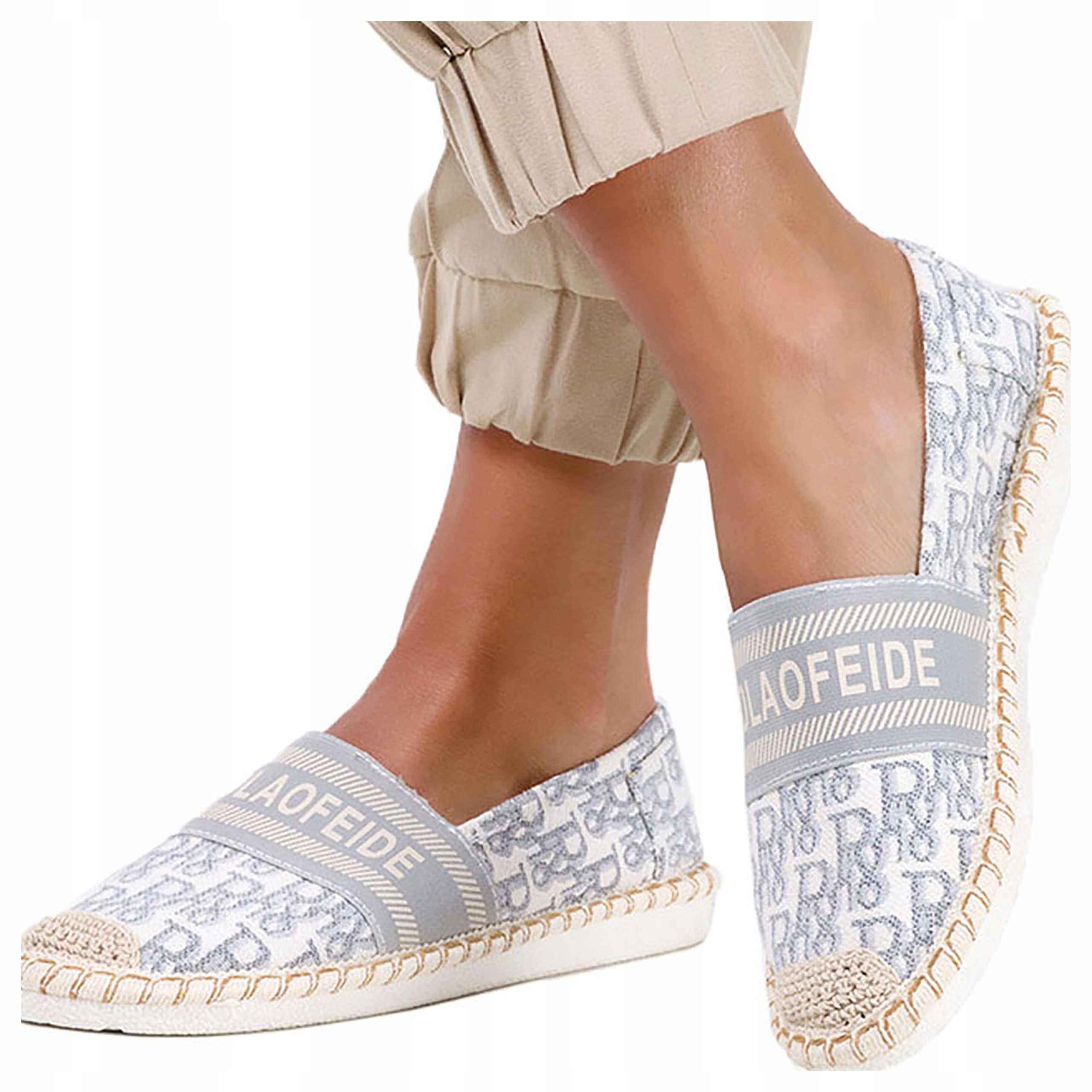 ESPADRYLE SLIP ON DAMSKIE Z NAPISAMI PLECIONE r 38