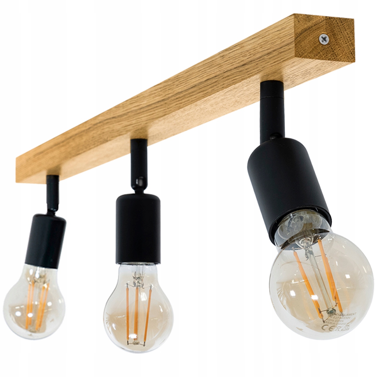 Spot Led svietidlo stropná dubová lampa 63 cm E27 na omietku, pohyblivé závesné