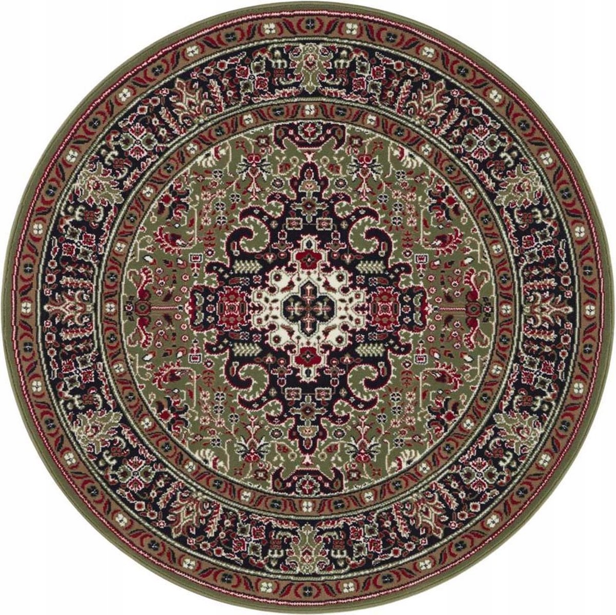 Koberec okrúhly 160 cm, tradičný, klasický vzor do obývačky s mäkkými štetinami