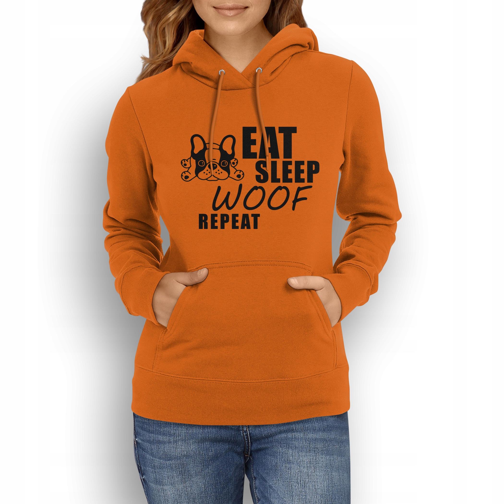 

Bluza damska Eat Sleep Woof na prezent, orange L