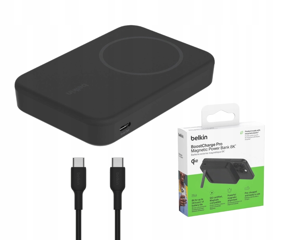 Powerbanka se stojánkem 8000 mAh Qi2 MagSafe Černá