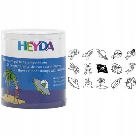 PIRACI STEMPLE dla dzieci ZESTAW 15 elementów i PODUSZKA artystyczne ŁADNE Materiał drewno