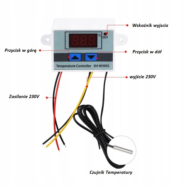 TERMOSTAT REGULATOR TEMPERATURY W3001 -50°C/+110°C Producent chn