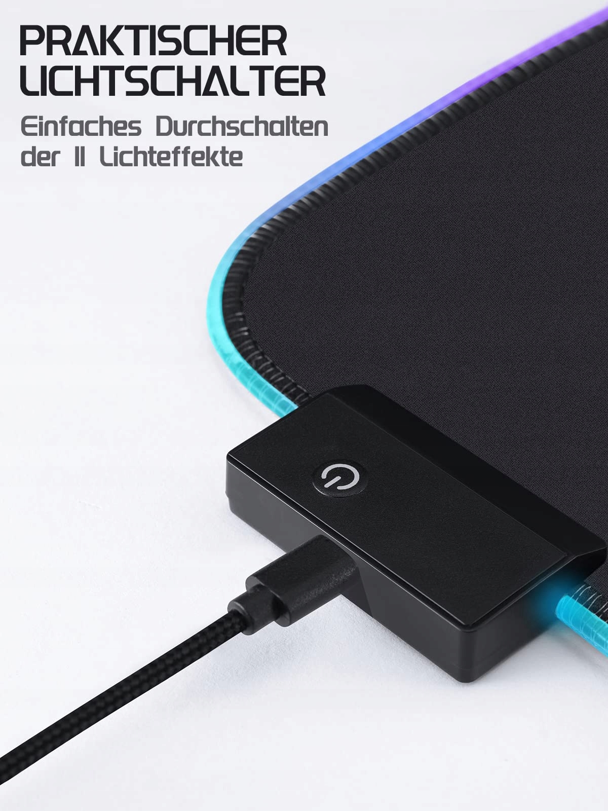 EASEMO Podkładka Gamingowa XXL RGB 900x400x4mm 7 Kolorów LED Antypoślizgowa — miniatura 6
