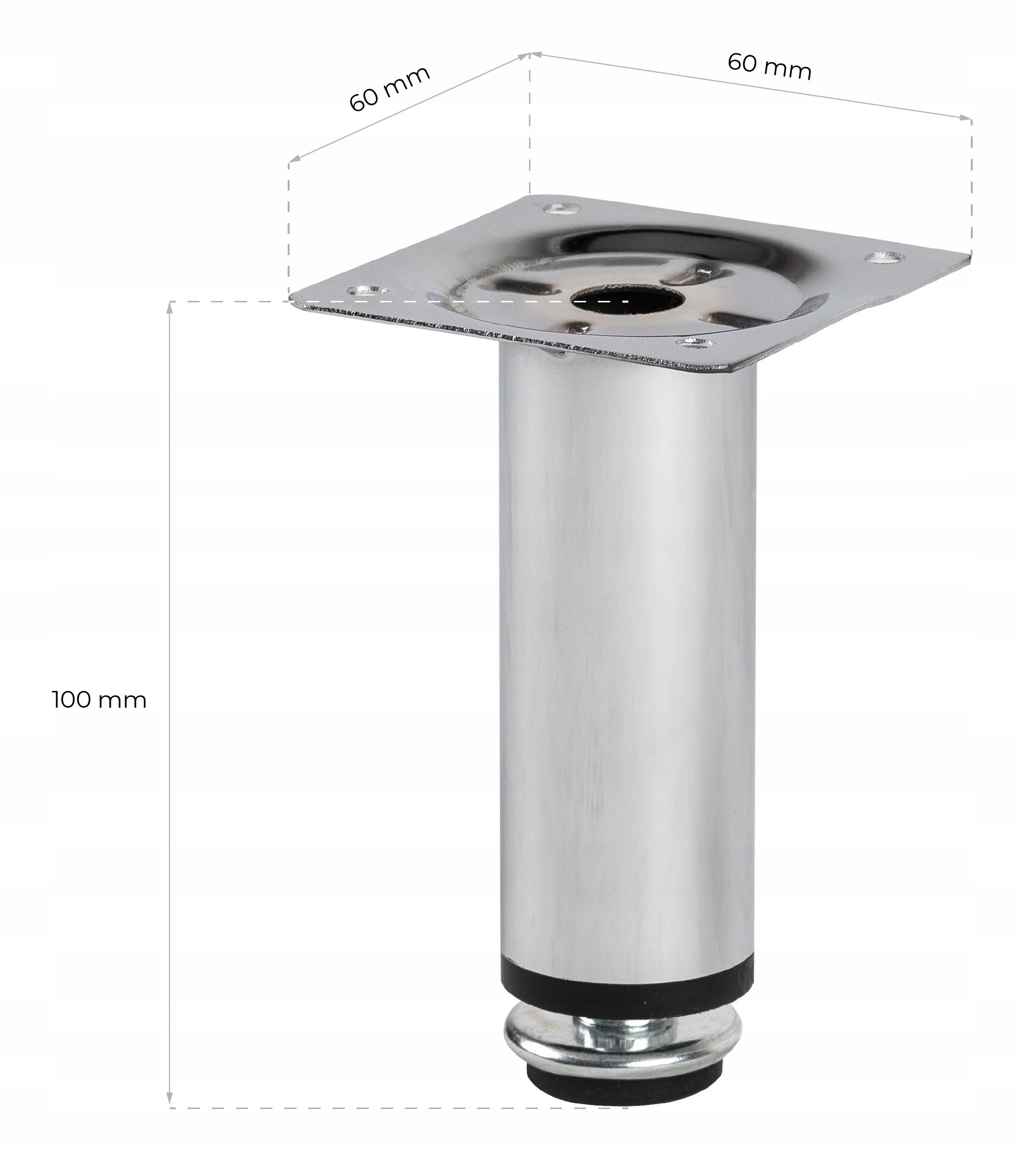 4 x NÓŻKA STOPKA MEBLOWA REGULOWANA CHROM H-100 MM Model 100 mm
