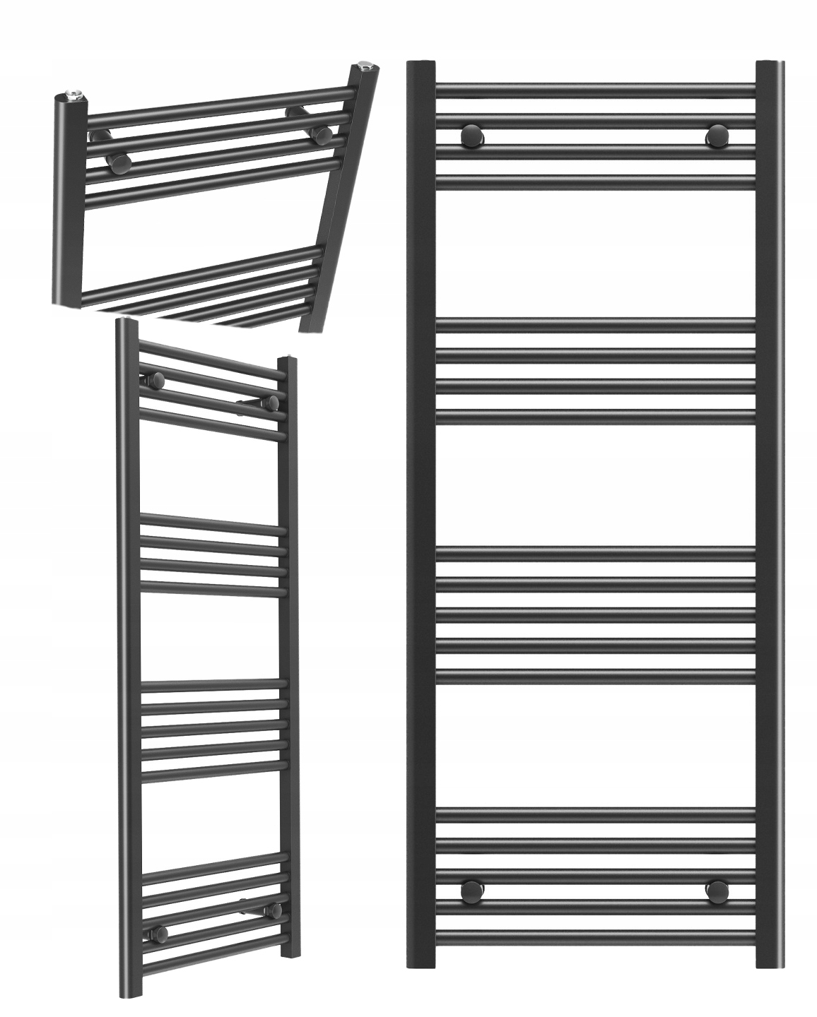 Kúpeľňový Ohrievač Čierny Rebrík 50x120 cm Kaloryfer Breno Montáž 180°
