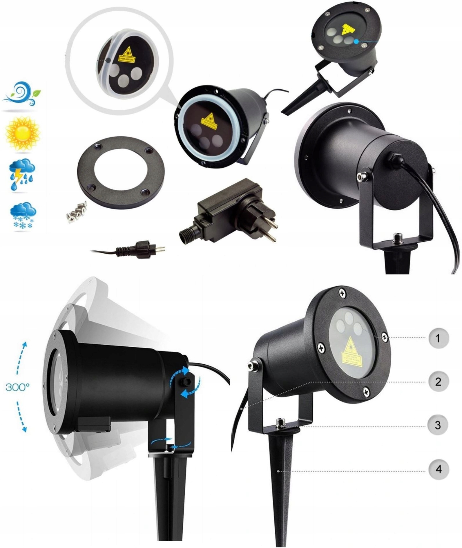 PROJEKTOR LASEROWY RGB RUCHOMY ŚWIĄTECZNY PREZENT STAR SHOWER LAMPKI CHOINK Moc 30 W