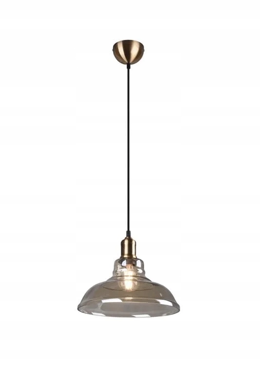 Dekorativní závěsná lampa zlatá se skleněným jantarovým stínidlem 28 cm Rl