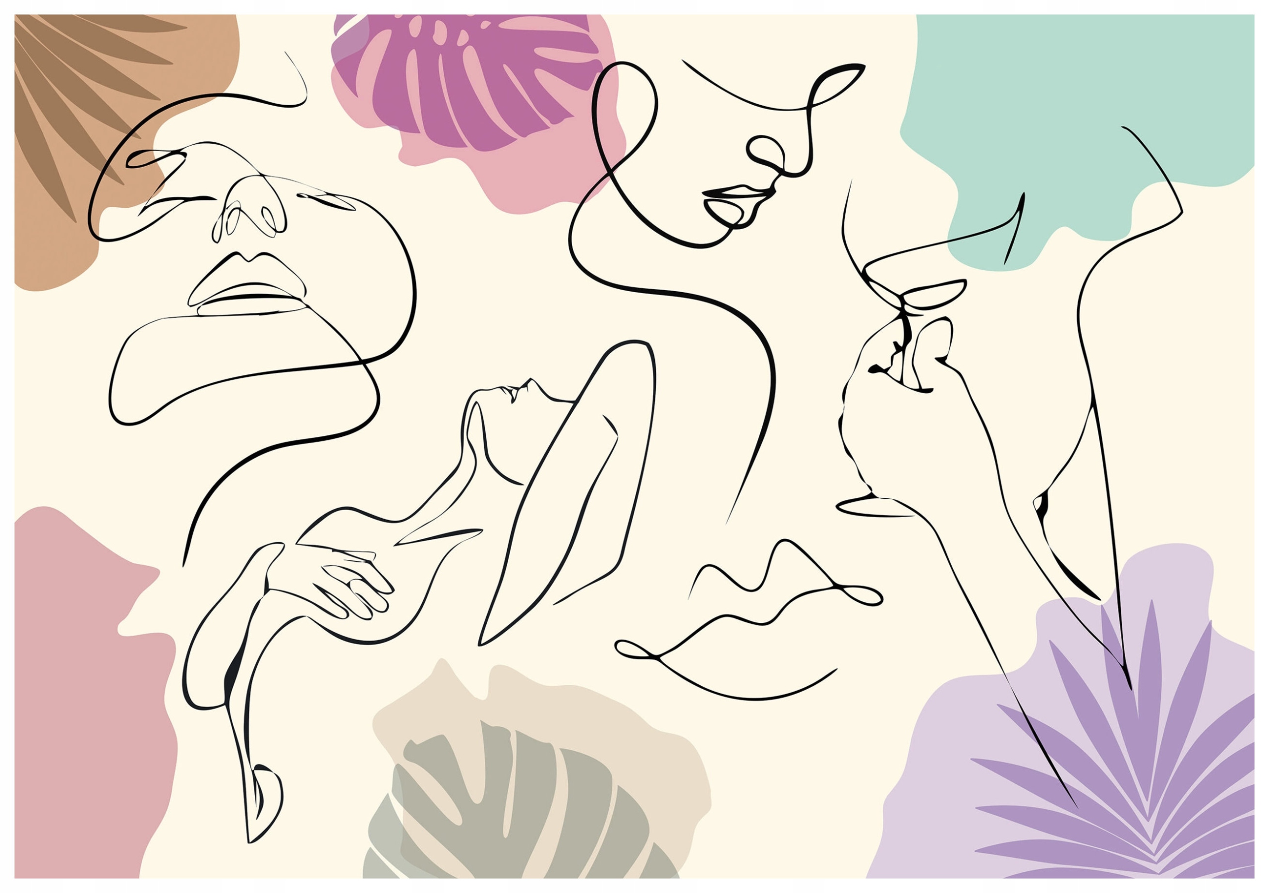 Fototapeta Abstraktní linie Pastely Figurky Barvy vinylová 254x184 lepidlo