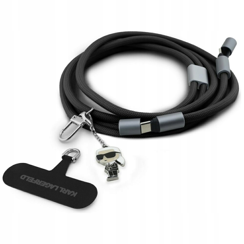 Uniwersalna smycz kabel Karl Lagerfeld Cbdy Ikonik Charm Usb-c/usb-c czarny