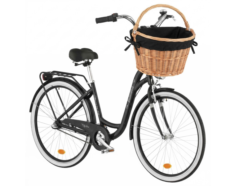 Rower miejski Indiana Moena 28 cali damski Czarny Kosz wiklinowy Wkład