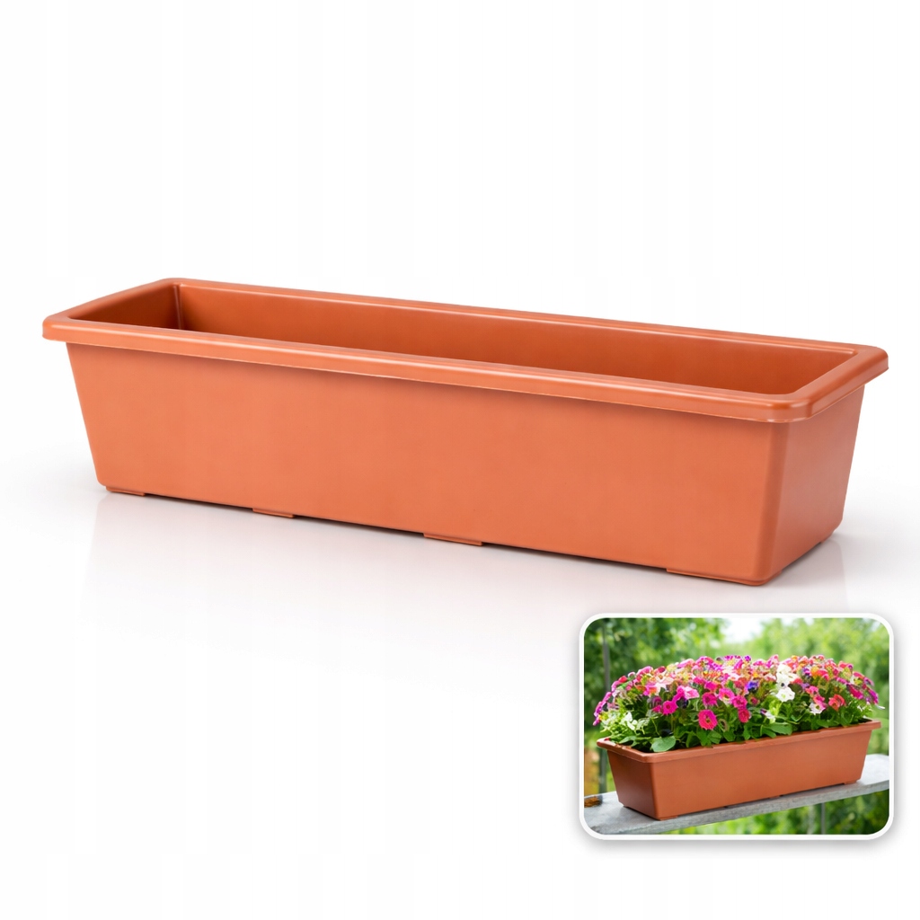 Skrzynka balkonowa 60cm doniczka balkonowa, pojemnik na kwiaty, terrakotta