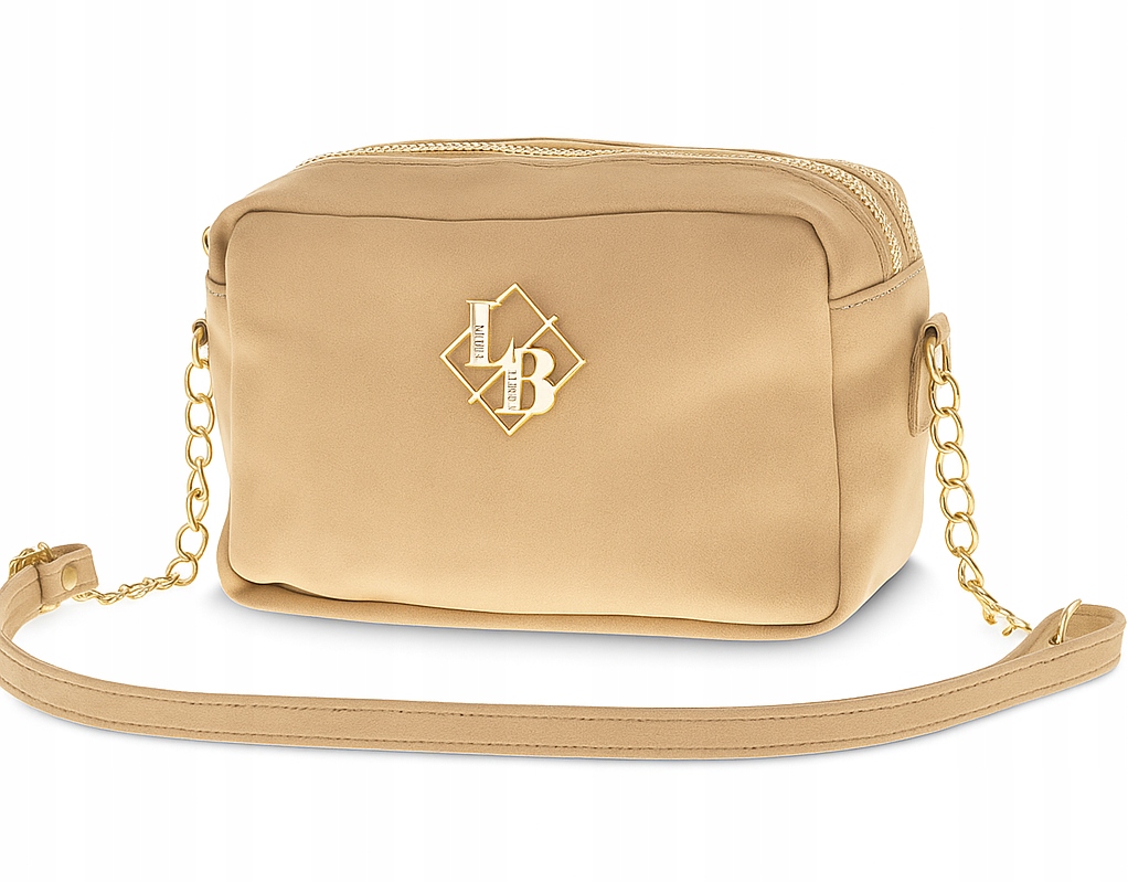 Laura Biaggi Dámská Kabelka Přes Rameno Pásek S Logem Béžová Semiš