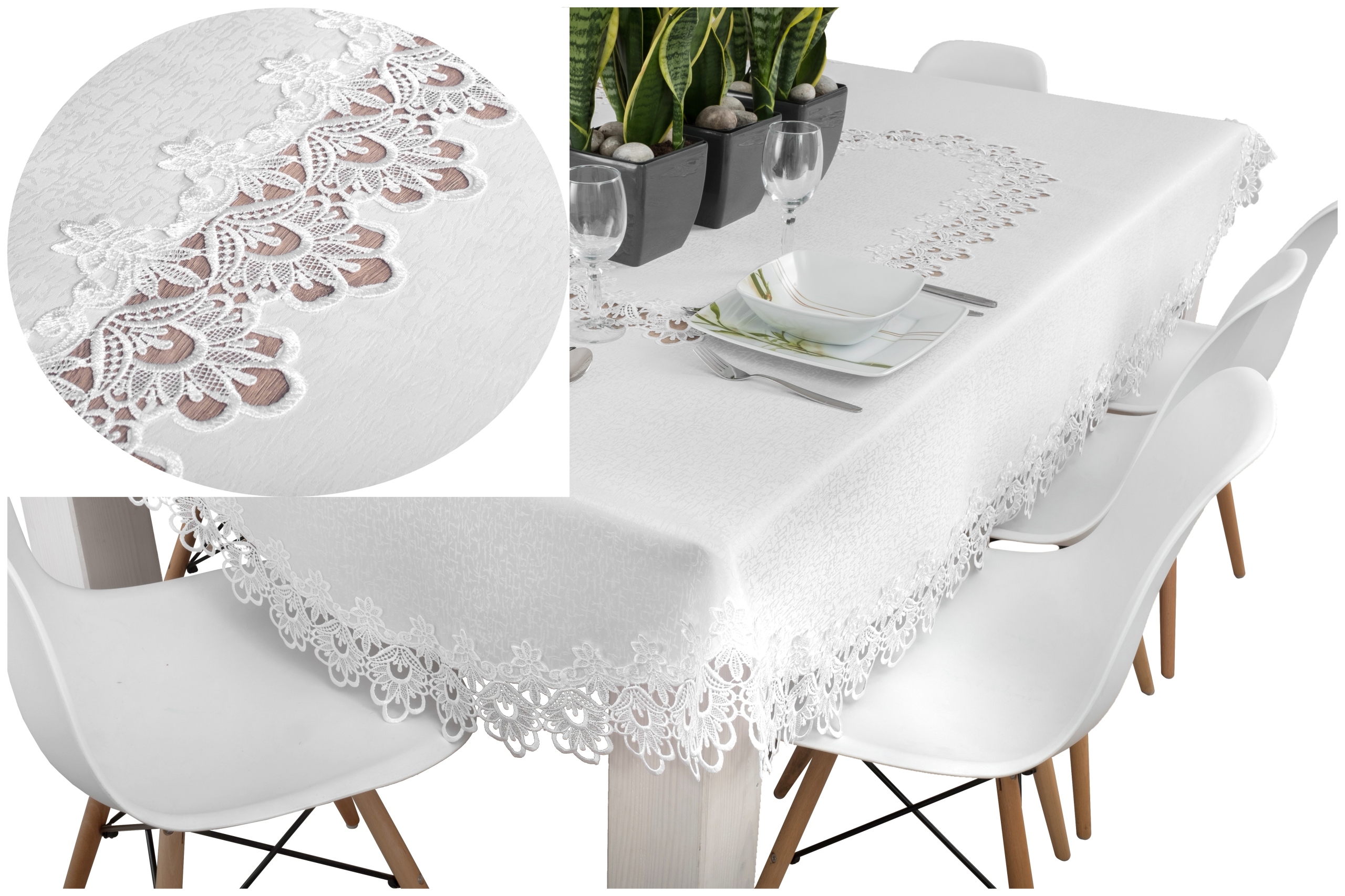 

Obrus Owalny plamoodporny Z Gipiurą 160x300 Biały