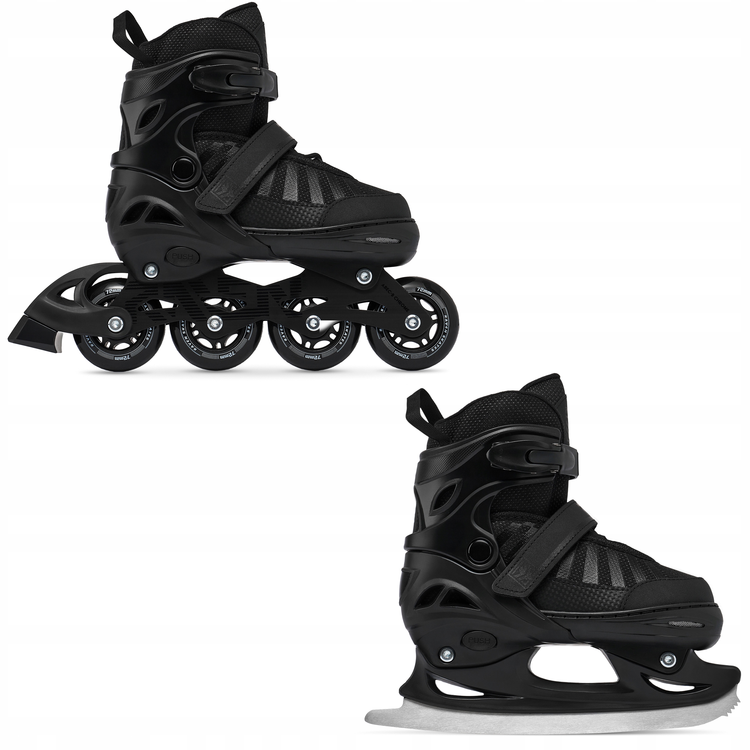 Rolki Łyżwy figurowe 2w1 Regulowane Raven Oxen Black 34-37