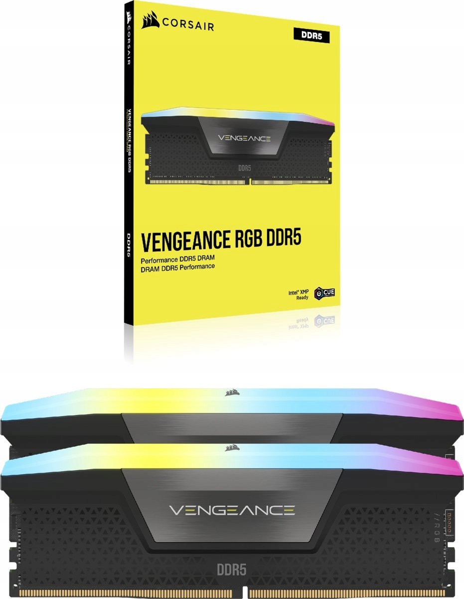 CORSAIR DDR5, 5600MT/s 48GB 2x24GB DIMM, 40-40-40-77, XMP 3.0, VENGEANCE RGB DDR5 Black Heatspreader, RGB LED, 1.25V — 5