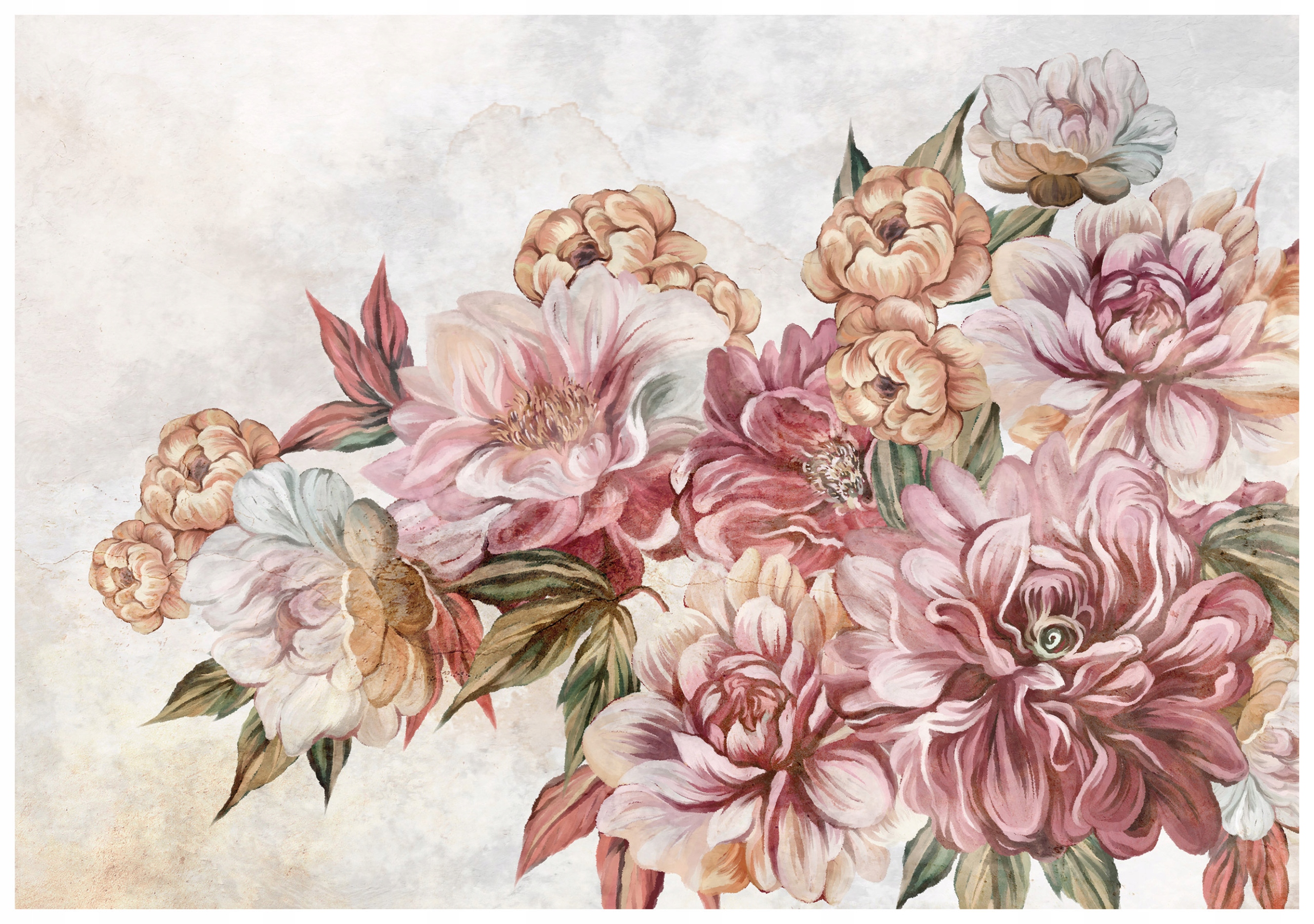 Vliesová fototapeta Růžové Pivoňky Akvarely Vintage Květiny 350x250 lepidlo