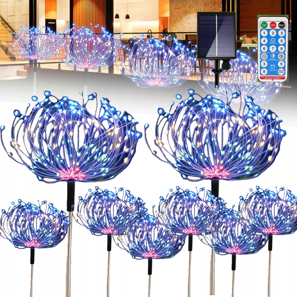 Světlo Solárních Ohňostrojů Sada 8 Ohňostroj Solární Lampy Pro Zahradu