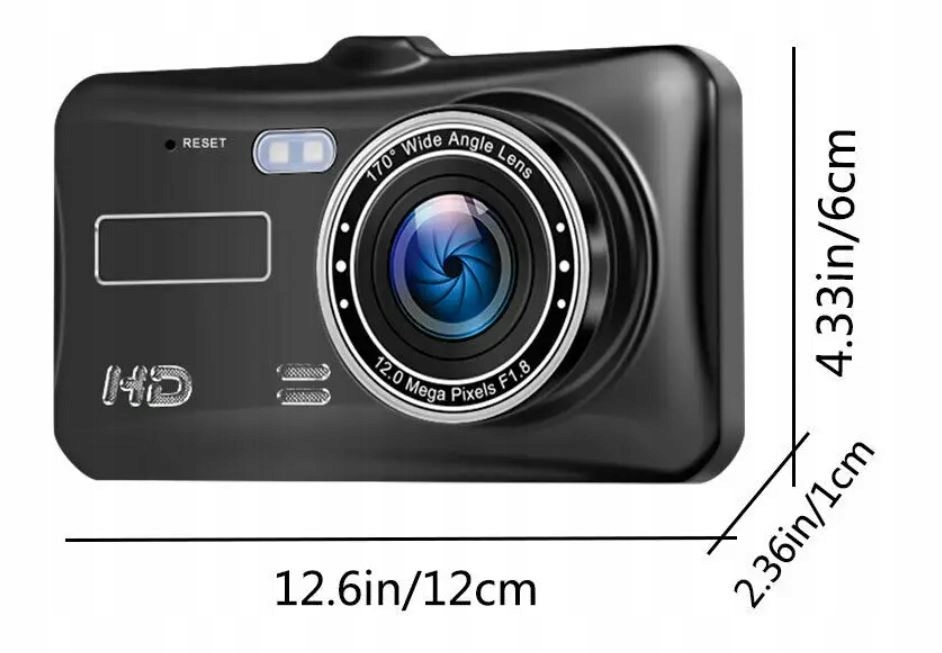 WIDEOREJESTRATOR JAZDY DOTYKOWY PRZÓD TYŁ Menu PL 32GB Kąt widzenia 170°