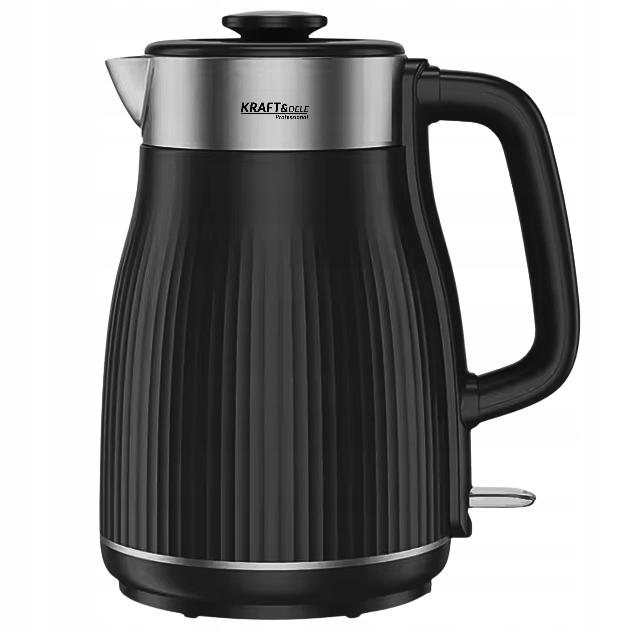 Czajnik Elektryczny Bezprzewodowy Czarny Stalowy Zabezpieczeniem 1.8L 2400W