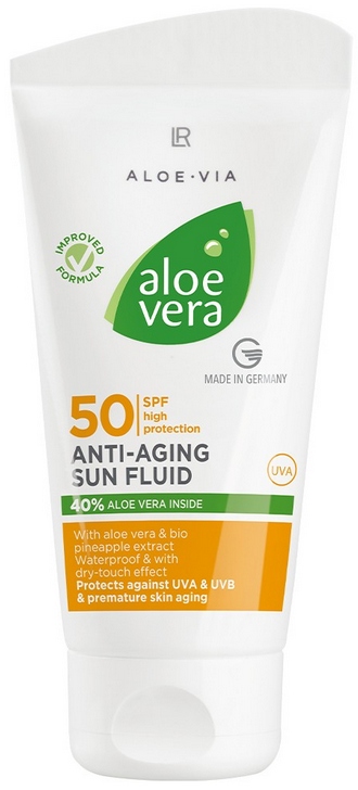 Lr Mléko na opalování Anti-aging Spf 50 40% Aloe Vera voděodolné 50 ml
