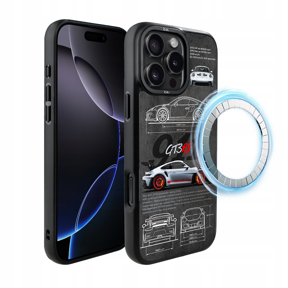 Etui do iPhone 16 Pro Max Ibizu DropGuard Matt z MagSafe, 911 GT3 Rs