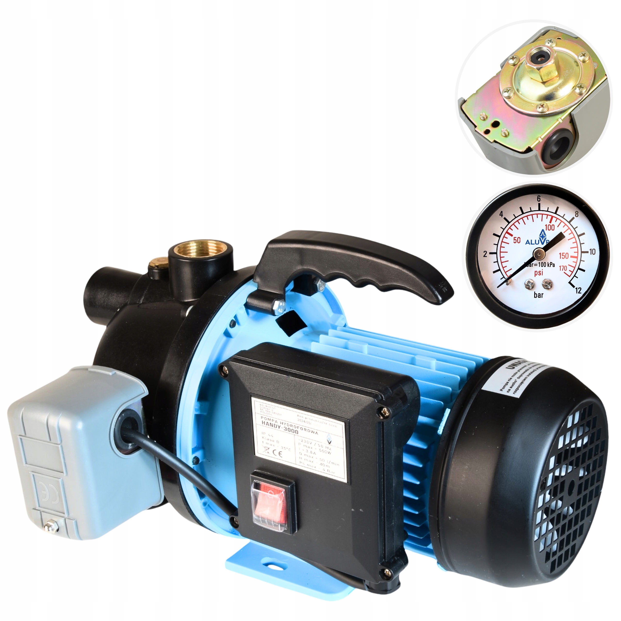 Zahradní Čerpadlo S Rukojetí 550 W 50 L/min S Příslušenstvím Pro Hydrofor Pro Zavlažování