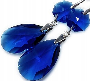 Nové! Krásné krystaly Náušnice Sapphire Jolie