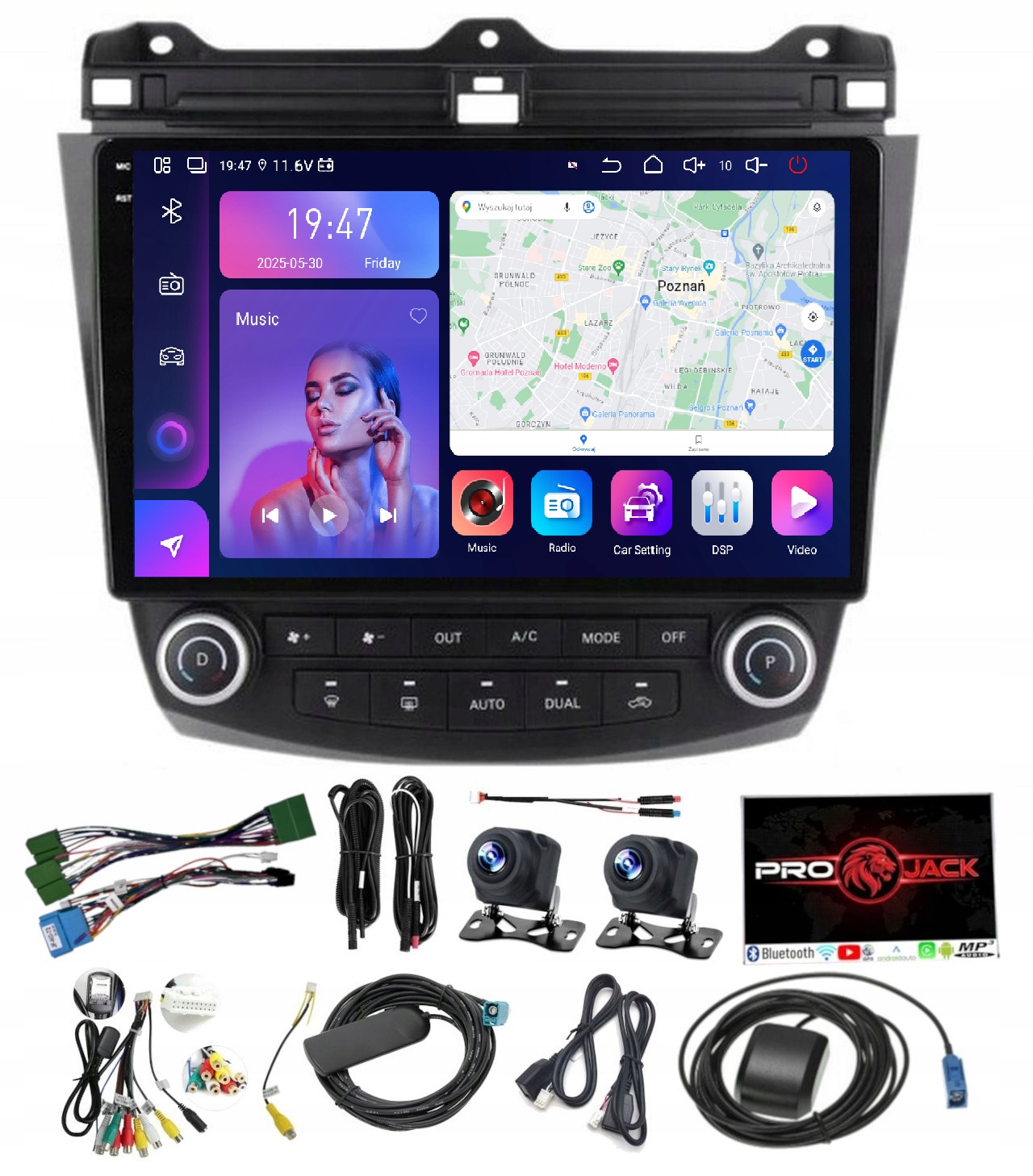 Rádio Navigácia Carplay Gps Android Honda Accord 2002-08 8GB 256GB Sim
