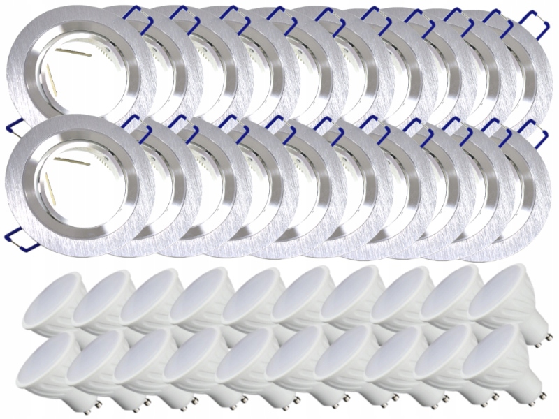 20 x Hliníková Lampa Objímka Inox Ocel Kartáčovaná Led Žárovky 5W
