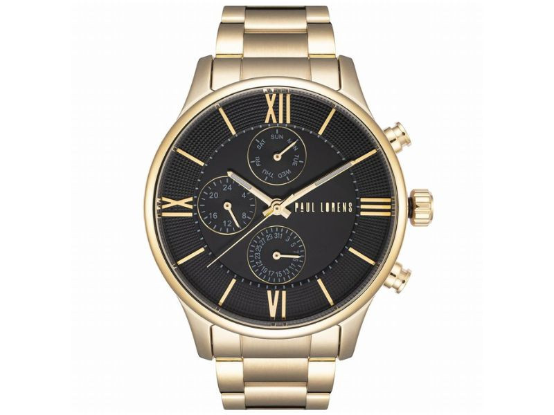 Hodinky pro muže s náramkem z oceli datumovka, černý kulatý ciferník